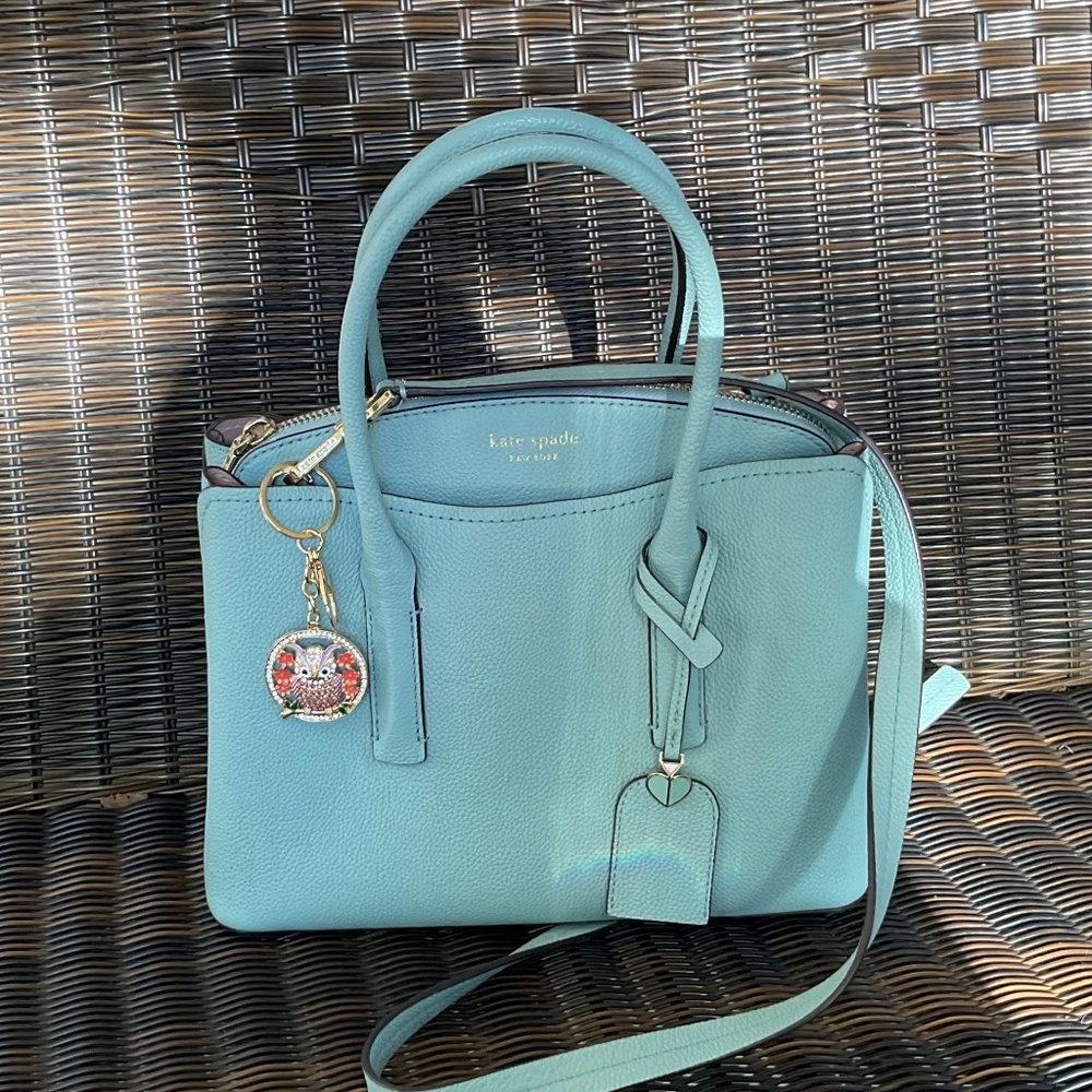 Kate Spade Pebbled Leather Satchel Crossbody Shoulder Bag with Owl Bag Tag - Picture 2 of 8